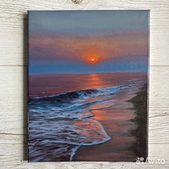 Картина маслом на холсте море на закате