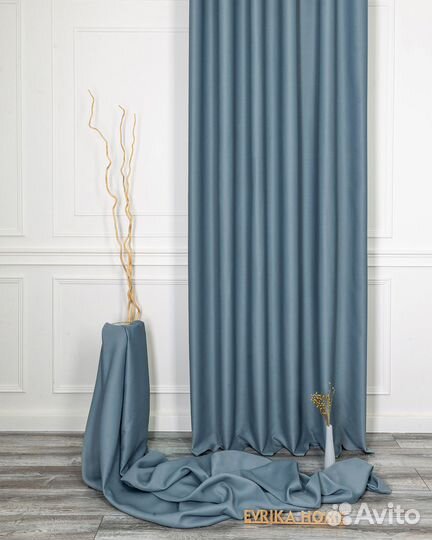 Шторы блэкаут Марсель Пастельный синий