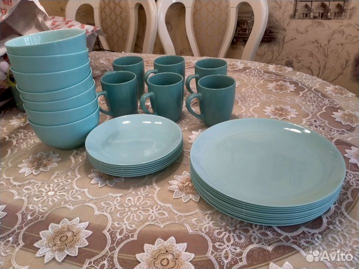 Набор столовой посуды бирюзовый бу