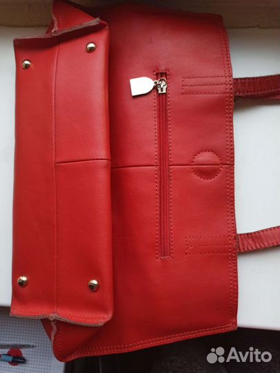 Сумка женская натуральная кожа красная бу