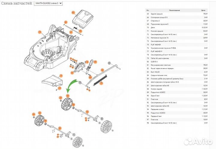 Колесо заднее для газонокосилки Makita
