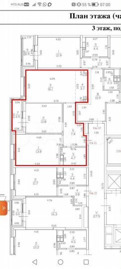 3-к. квартира, 60 м², 3/23 эт.