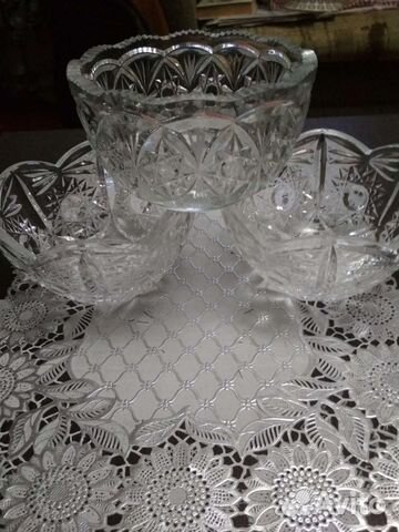 Хрусталь, вазочки, ладьи, стаканы