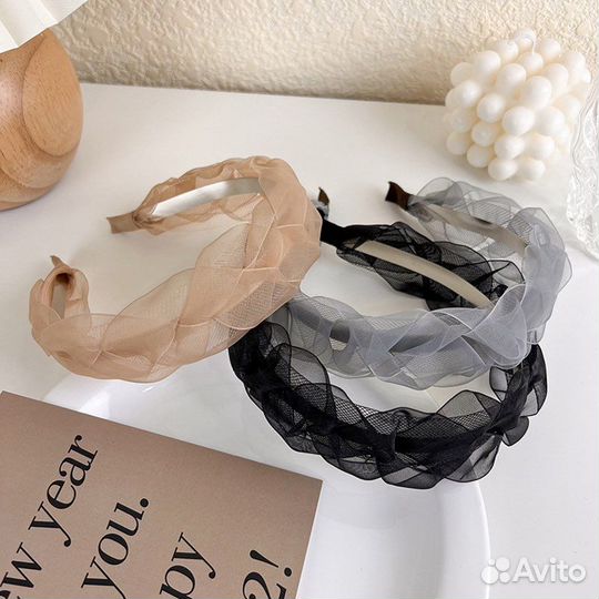 Ободок (обруч) для волос из органзы (3 вида)