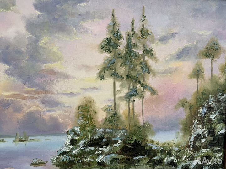 Картина маслом на холсте пейзаж в раме