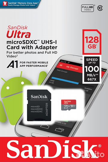 Новая USA Sandisk Ultra 128GB Micro sdxc UHS-I Car