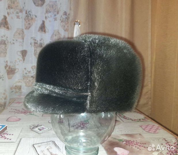 Шапка мужская из нерпы, темно серого цвета