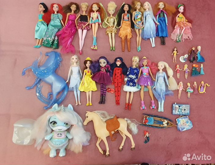 Куклы барби, эльза, единорог пупси, винкс