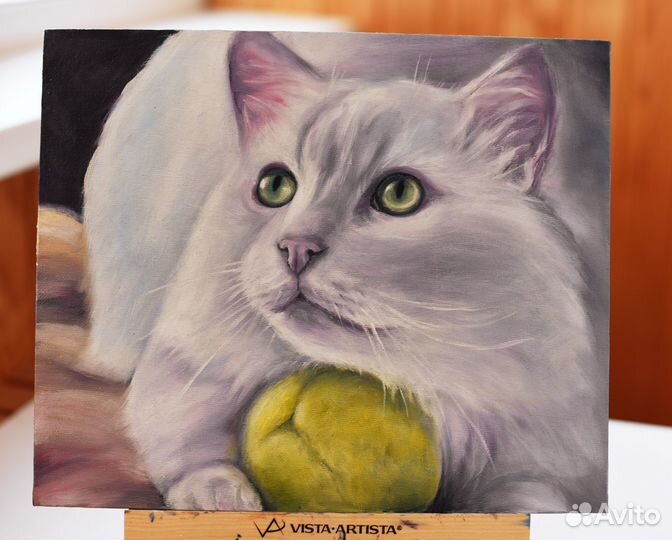 Картина маслом Портрет Белого кота