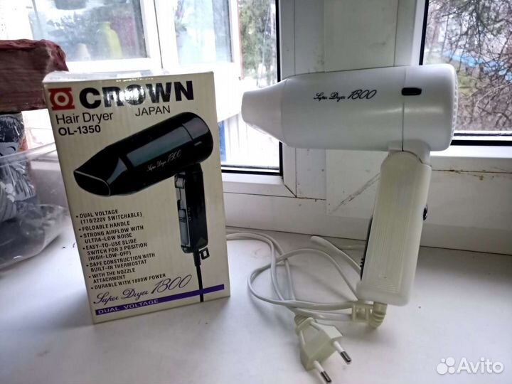 Фен дорожный crown OL-1350