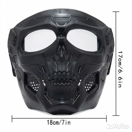 Мото маска для шлема череп черная