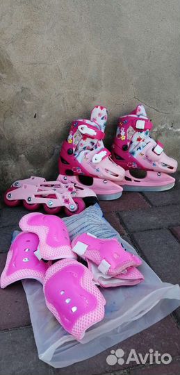 Коньки ролики 2 в 1 детские раздвижные