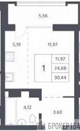 Квартира-студия, 24,9 м², 8/21 эт.