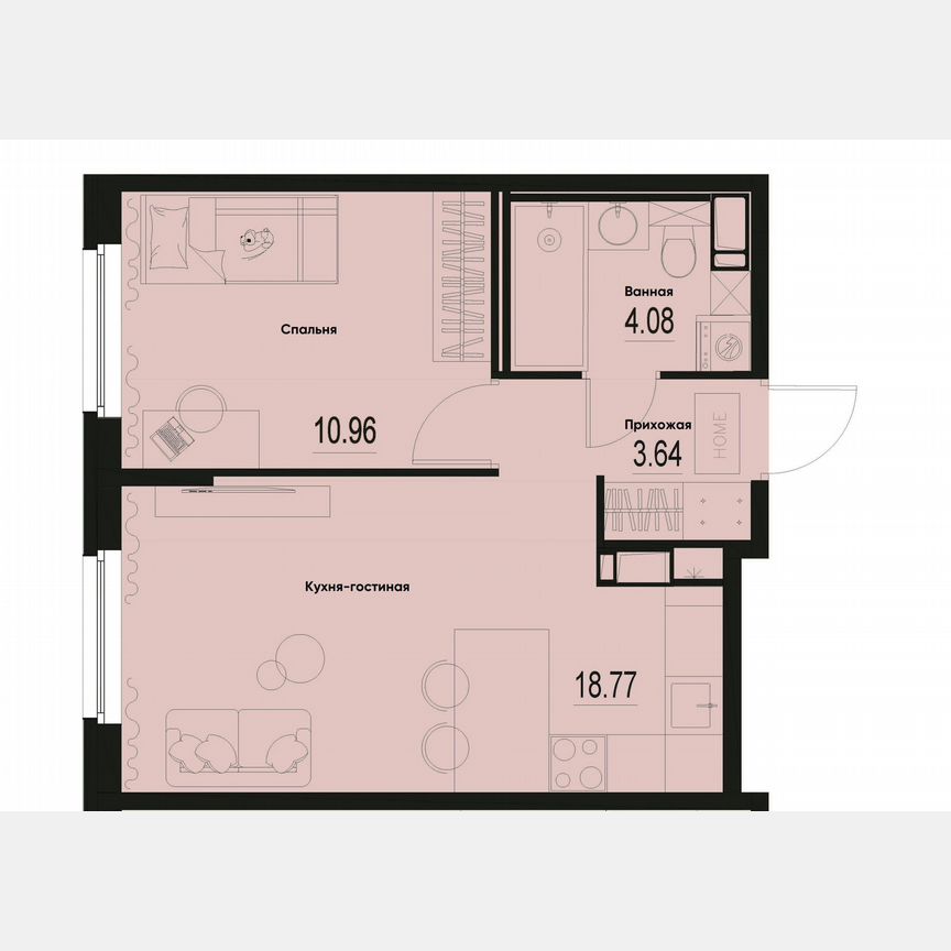 1-к. квартира, 37,5 м², 2/12 эт.