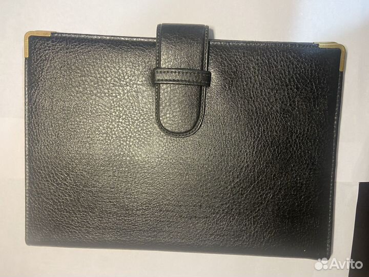 Папка для документов черная кожаная