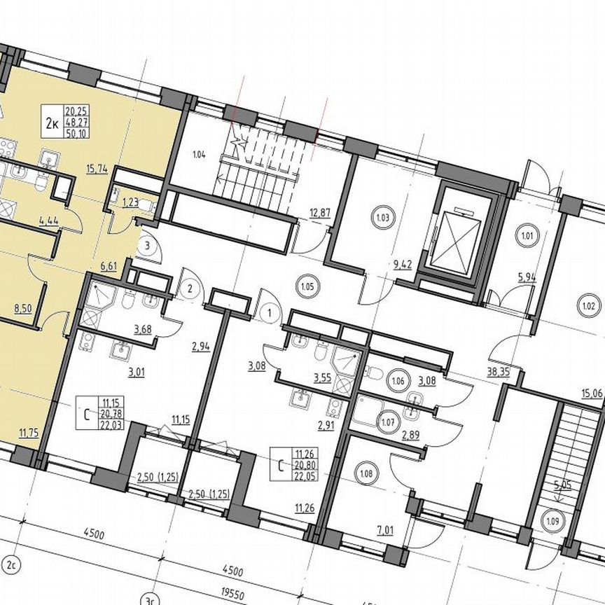 2-к. квартира, 50,1 м², 1/12 эт.