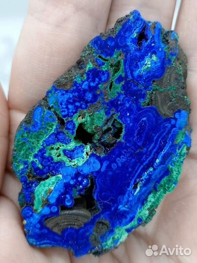 Азурит с малахитом пластина