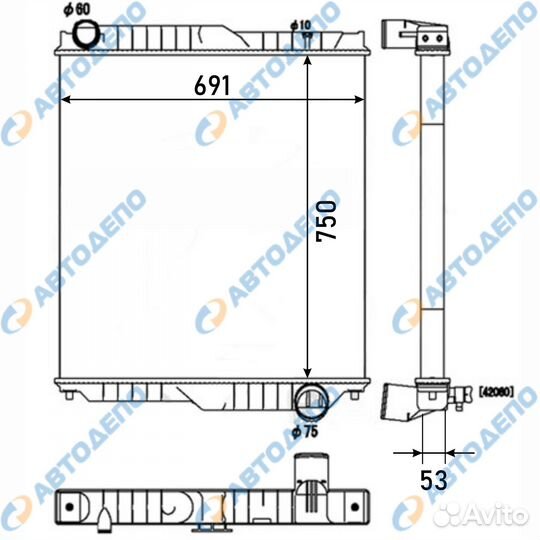 Радиатор охлаждения двигателя nissan diesel, UD 19