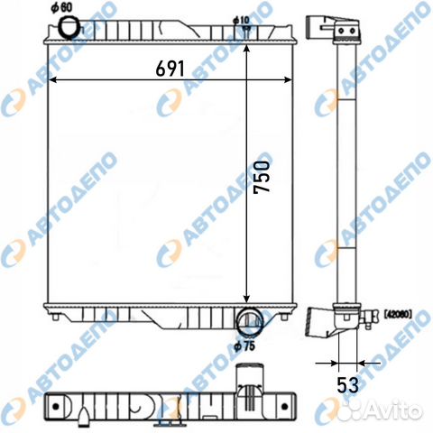 Радиатор охлаждения двигателя nissan diesel, UD 19