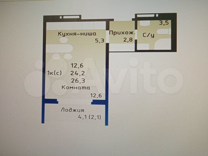 Квартира-студия, 26,3 м², 5/19 эт.