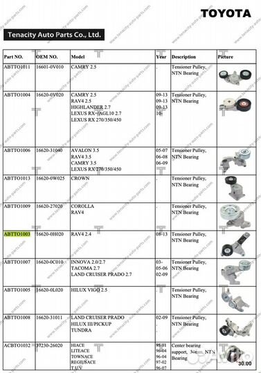 Натяжитель Toyota RAV4 abtto1003