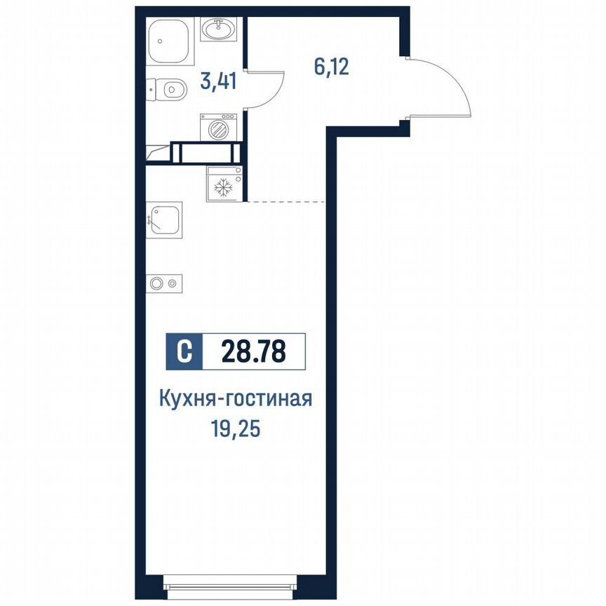 Квартира-студия, 28,8 м², 14/18 эт.