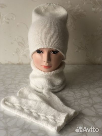 Комплект шапка, снуд и варежки