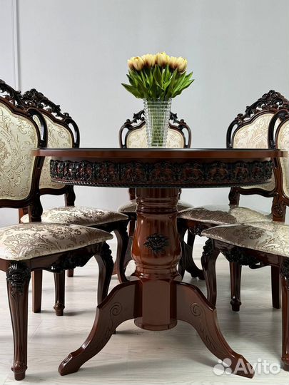 Стол и стулья мокко