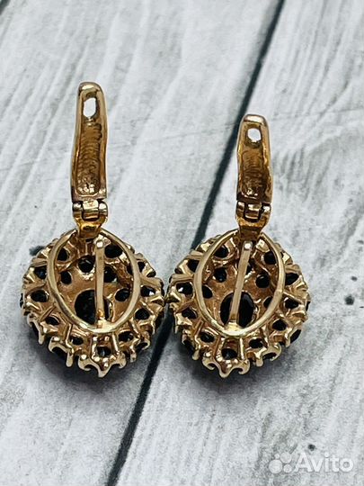 Серьги золотые 585 с гранатом