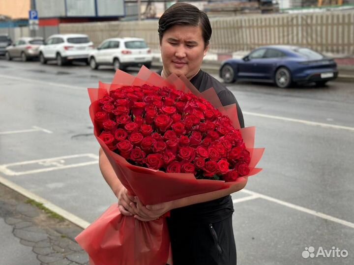 101 роза букет цветы