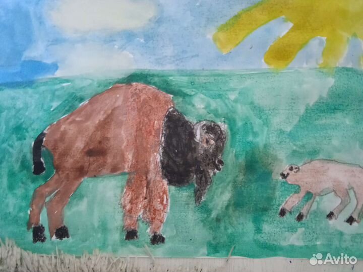 Картина бизон и телëнок