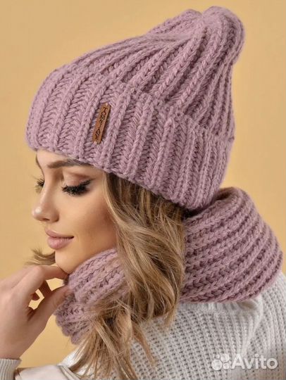 Комплект шапка и снуд женский