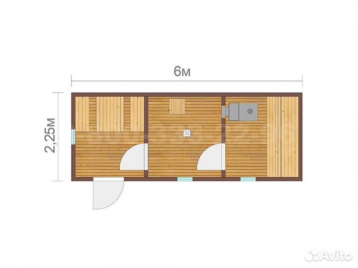 Готовая баня 6,0 на 2,25 метров