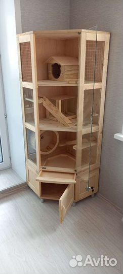 Клетка витрина для шиншиллы угловая