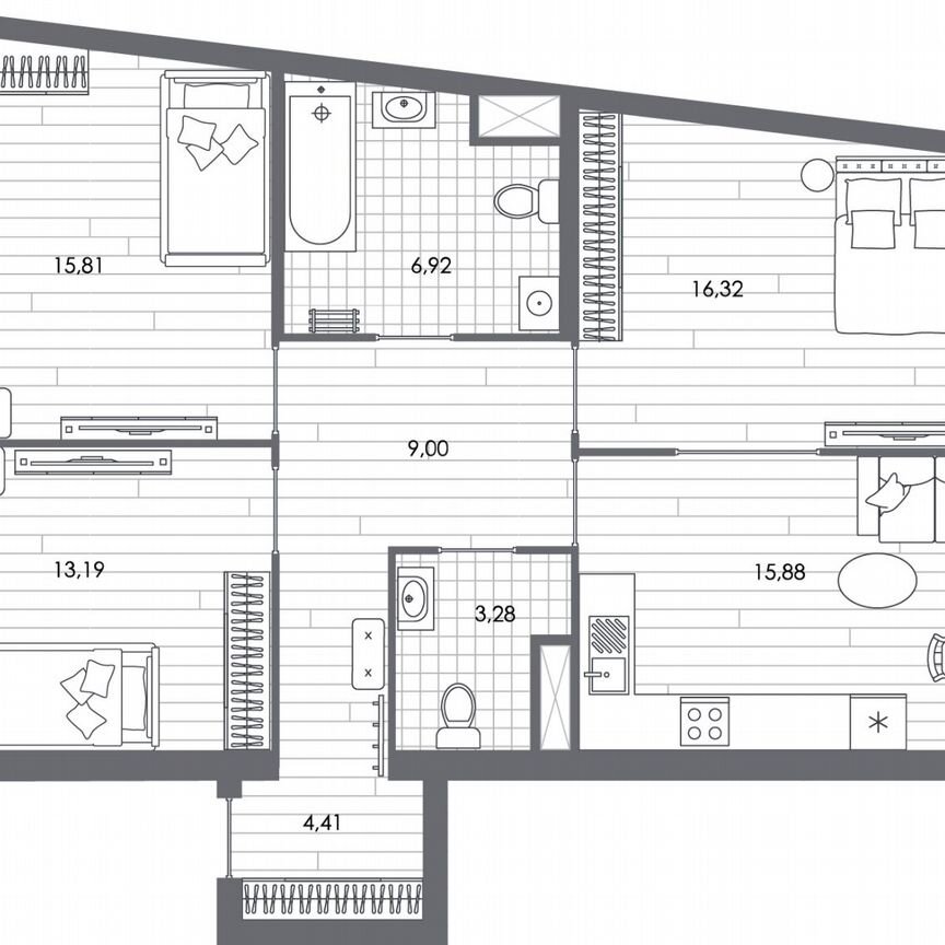 3-к. квартира, 85 м², 6/7 эт.