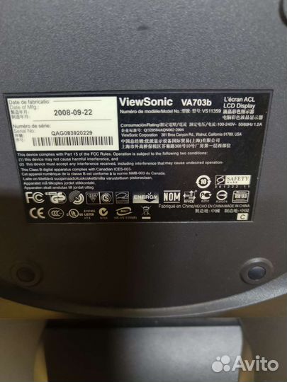 Монитор Viewsonic va703b