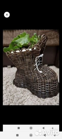 Кашпо, кашпо башмак, из искусственного ротанга 12л