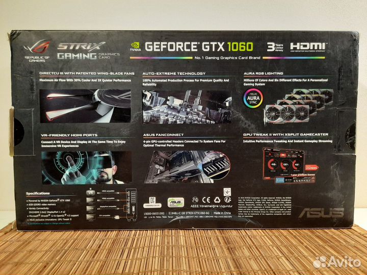 Видеокарта Asus GeForce GTX 1060 strix 6GB