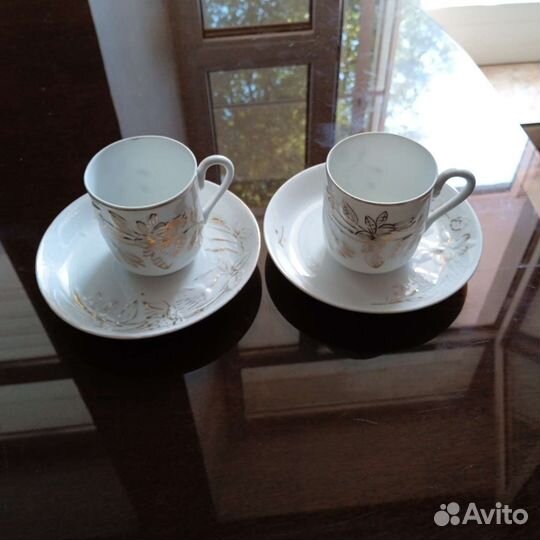 Кофейные чашки с блюдцем фарфор