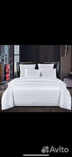 Белье постельное страйп сатин белое