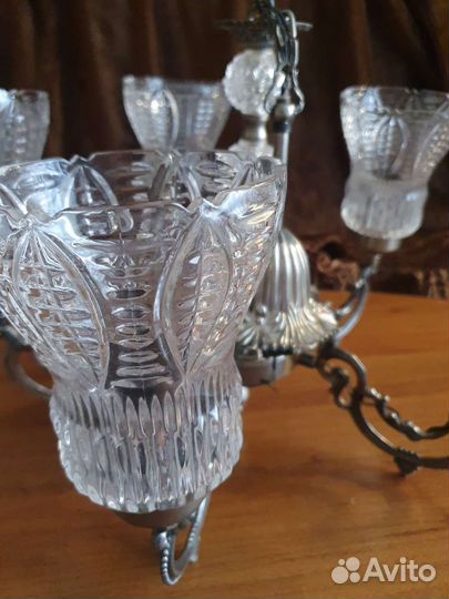Хрустальная хромированная люстра СССР