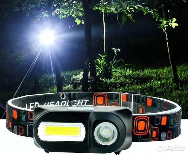 Налобный яркий аккумуляторный светодиодный фонарь