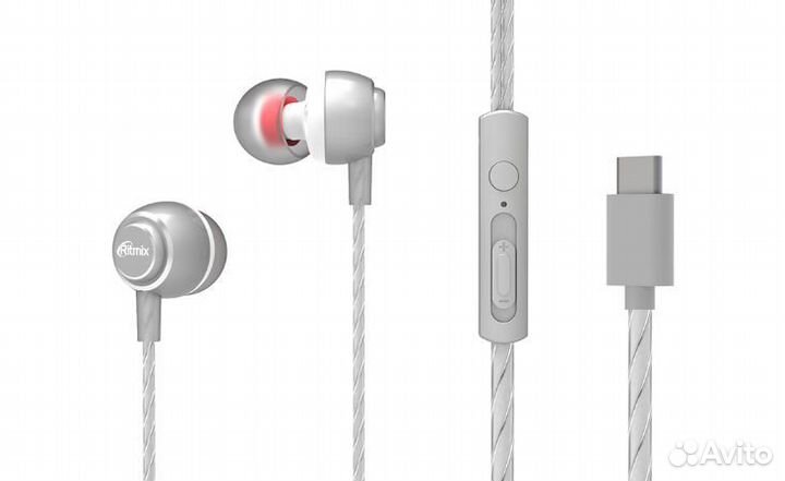 Гарнитура проводная Type-C Ritmix RH-150MC белая
