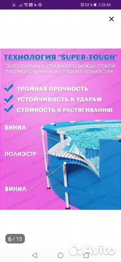 Каркасный бассейн intex бу