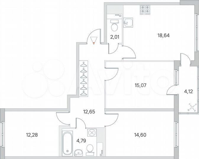 3-к. квартира, 82,1 м², 2/8 эт.