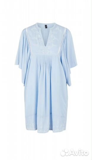 Платье-туника летнее пляжное голубое, размер L