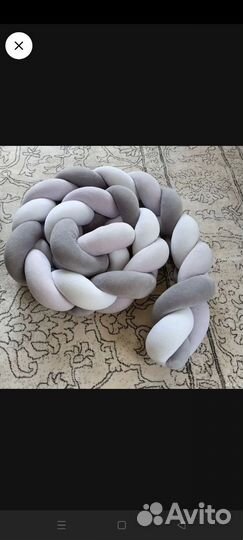 Бортик коса в кроватку 2,2м лиловый/серый/белый