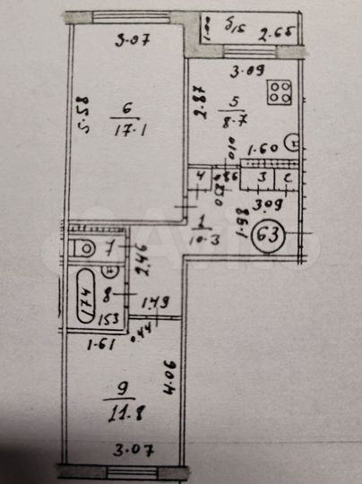 2-к. квартира, 54,2 м², 1/5 эт.
