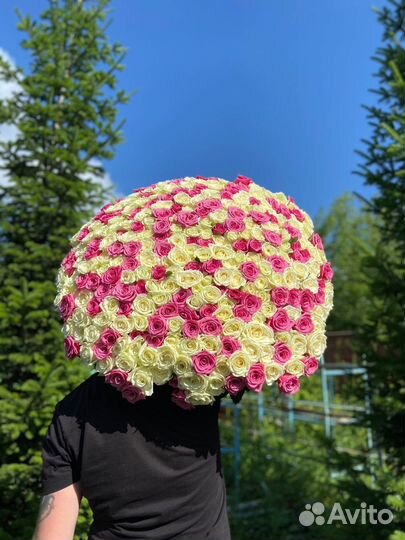 301 роза. Букет из роз гиганты. Доставка до двери