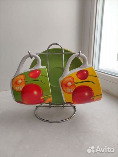 Чайная пара, 2 шт., на подставке, новые